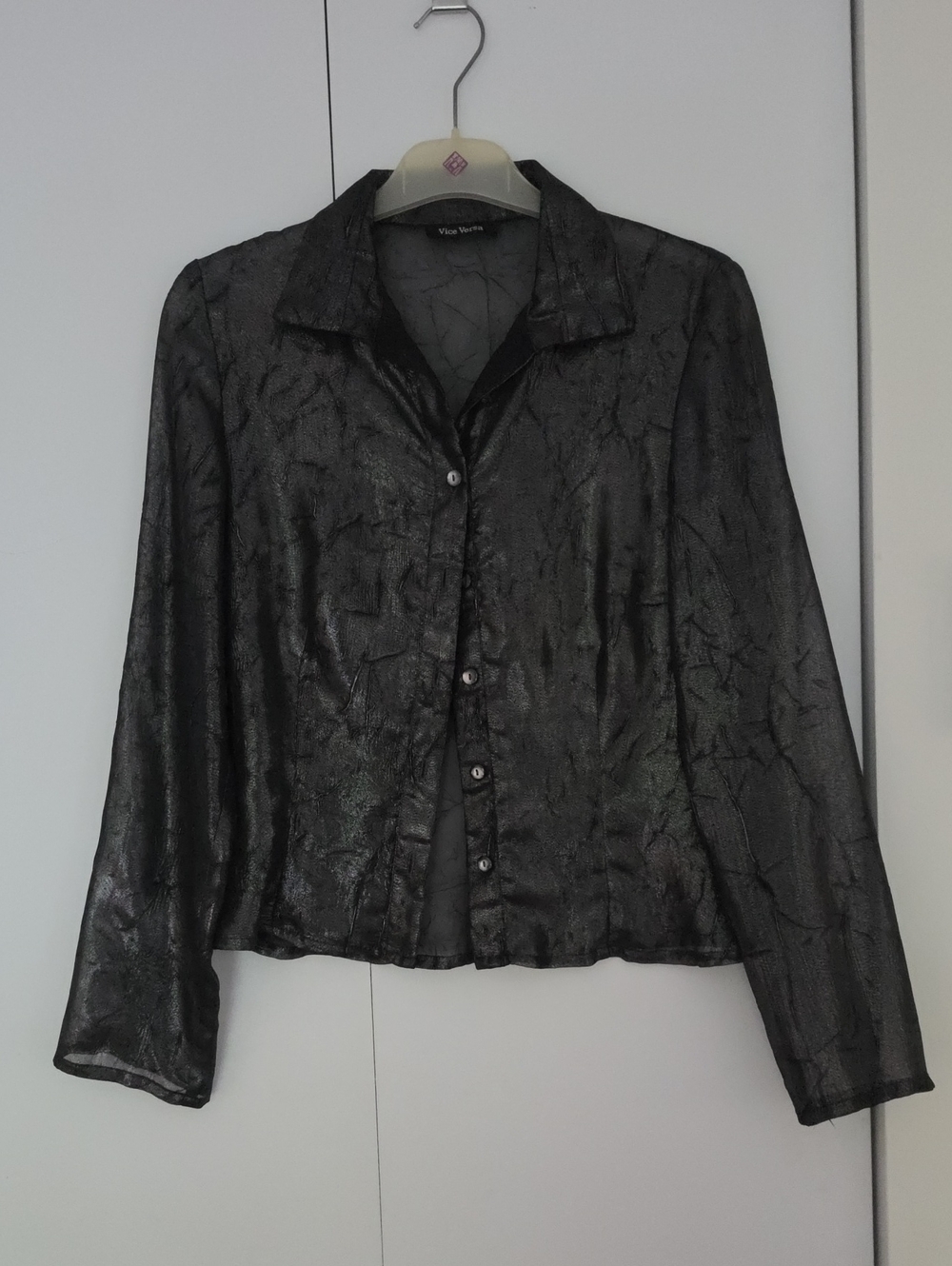 Vice Versa Black Sheer Metallic Blouse